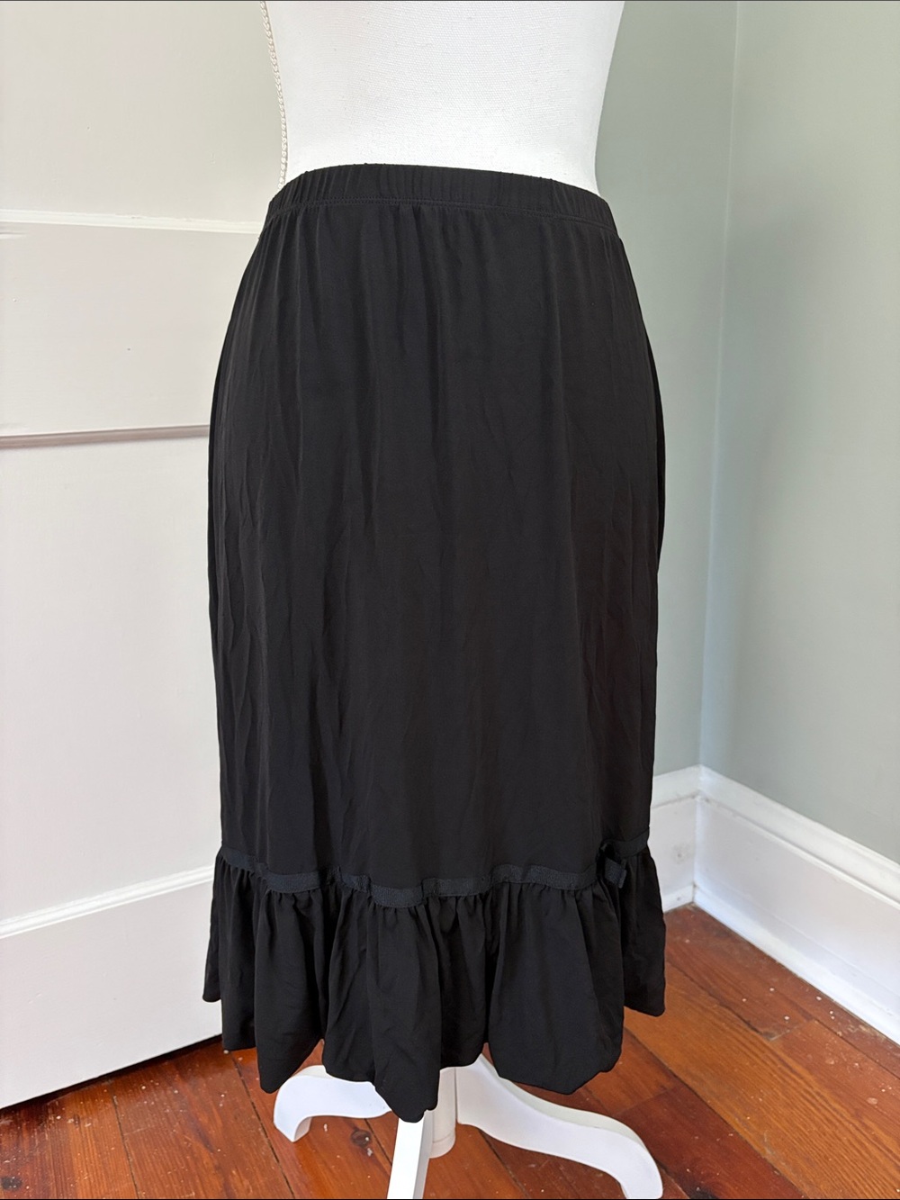 Cato Black Ruffle Hem Slip Skirt Size Small